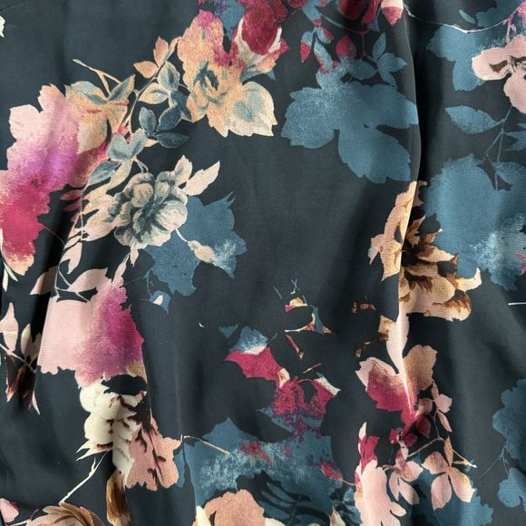 Thalia & Sodi Floral Neck Gold Link Long Sleeve Blouse Women's XL - Picture 7 of 16